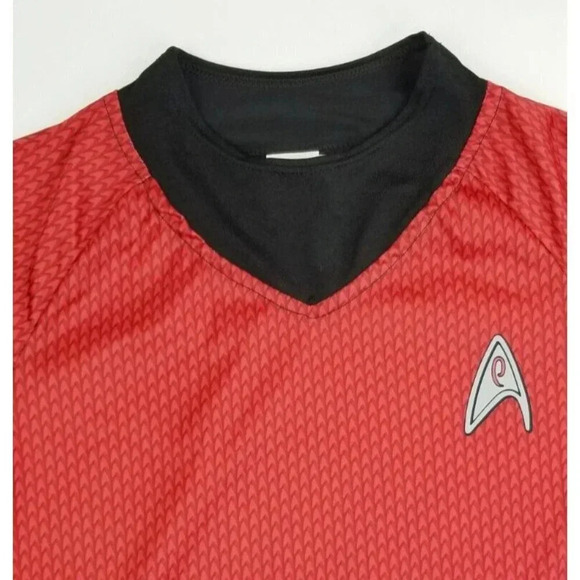 Rubies Small Star Trek Red Silver Chest Logo Scotty Long Sleeve Crew Neck Jersey - Picture 7 of 8